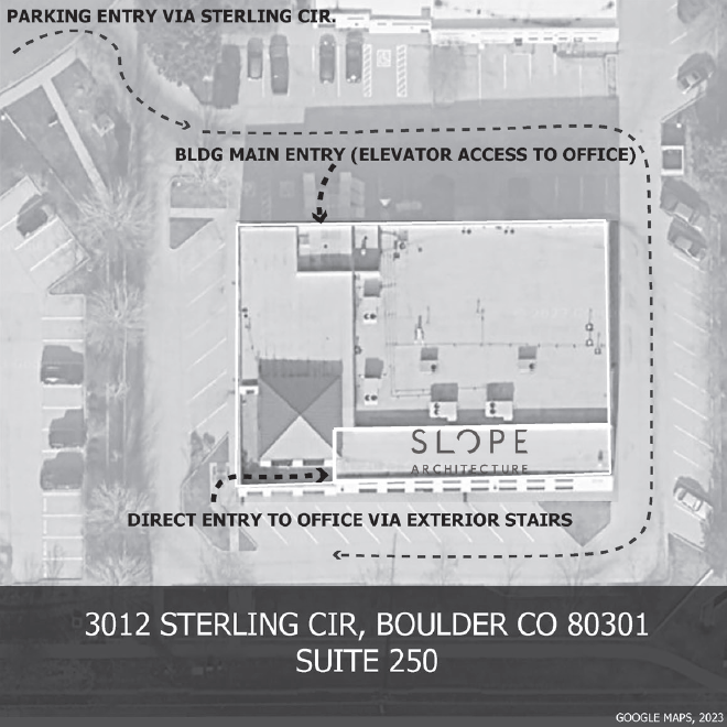 Direct entry to office via exterior stairs at the rear of the building.